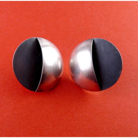 Signed Sterling Silver Eclipse Half Pocket Circle… - image 1