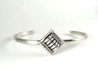 Navajo Thomas Charlie Sterling Melon Design Slim Cuff Bracelet, Tommie Charley