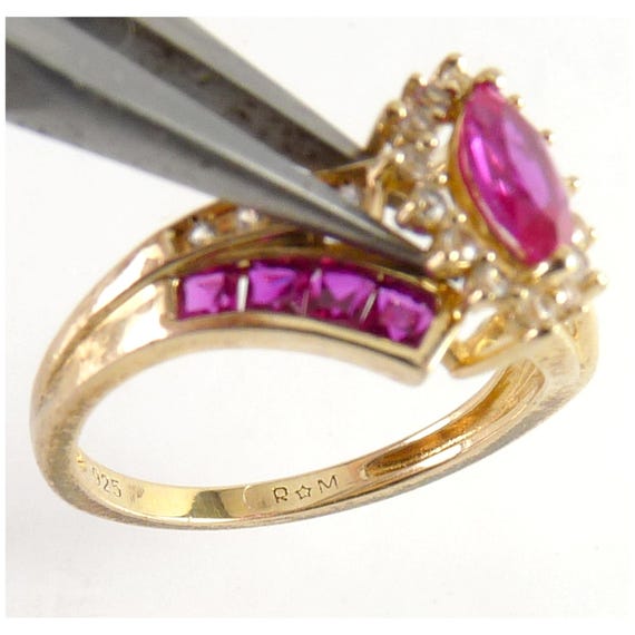 Sterling Gold Finish Ruby & White Sapphire Multi … - image 6
