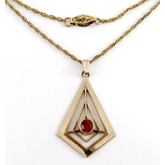 Retro H.S.B. Gold-Filled Kite Shaped Pendant with… - image 3
