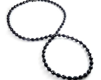 2028 Jewelry Long Black Glass Faceted Beads Necklace