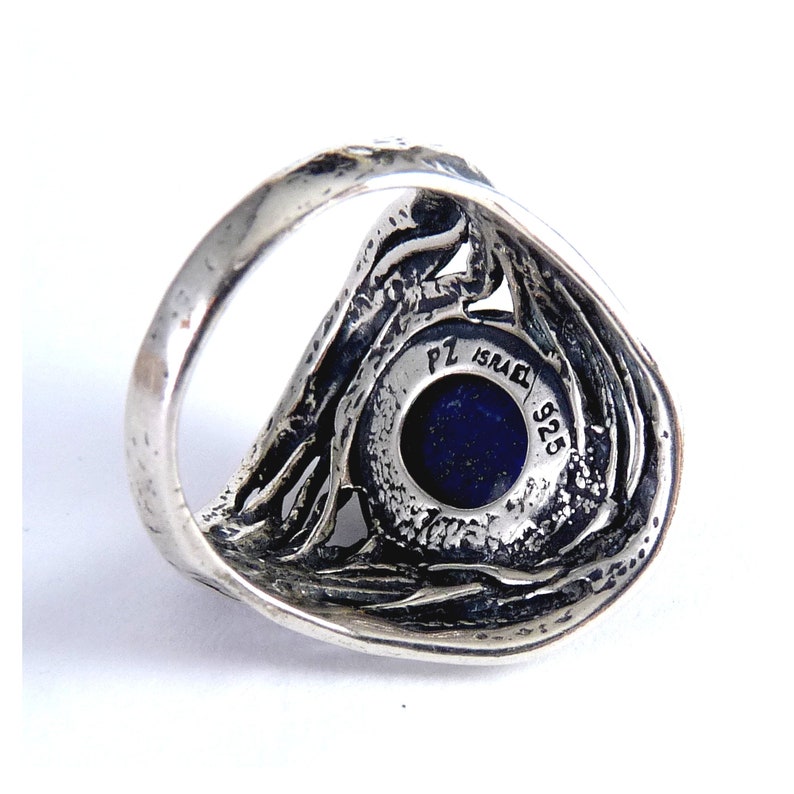 Israel Or Paz Sterling Freefrom Large Ring with Lapis Lazuli Cabochon image 5