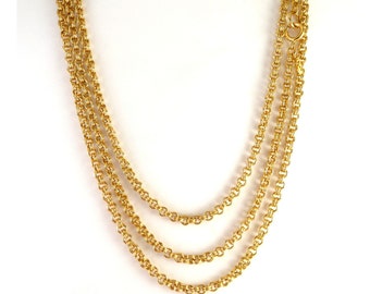 Trifari Gold-Plated Double Link 54" Long Chain Necklace, Excellent Condition