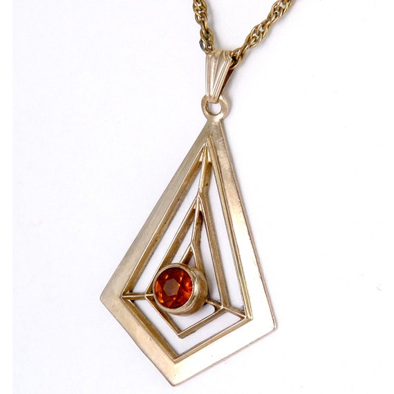 Retro H.S.B. Gold-Filled Kite Shaped Pendant with… - image 5