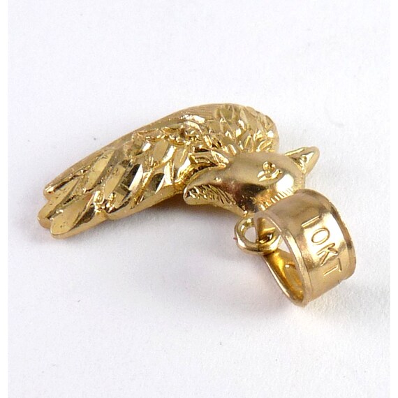 Vintage 10K Yellow Gold Duck Pendant, Diamond Cut… - image 2