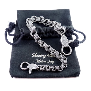 Cadena de billetera de plata esterlina con diseño graduado pesado de Ugo Cacciatori, Italia, 158 gramos, nunca usada, bolsa
