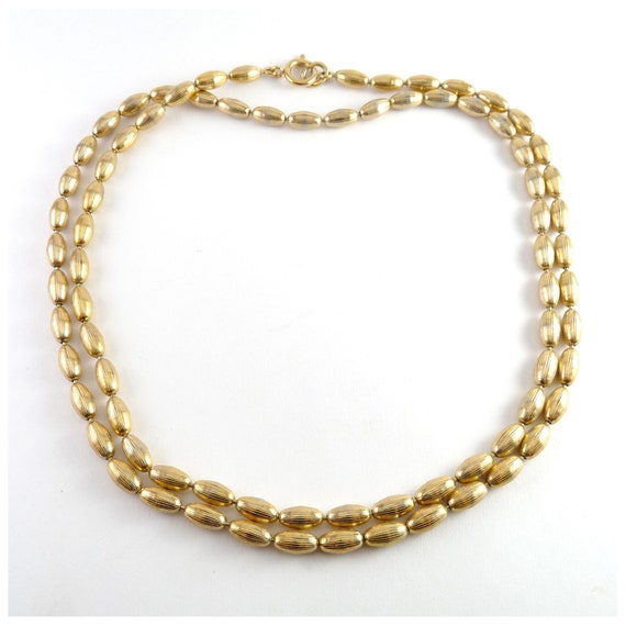 Napier Long Gold-Plated Ribbed Oval Beads Chain N… - image 1