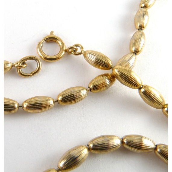 Napier Long Gold-Plated Ribbed Oval Beads Chain N… - image 2