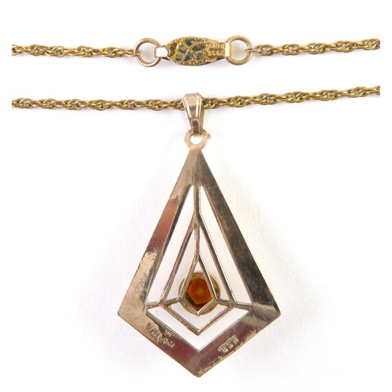 Retro H.S.B. Gold-Filled Kite Shaped Pendant with… - image 4