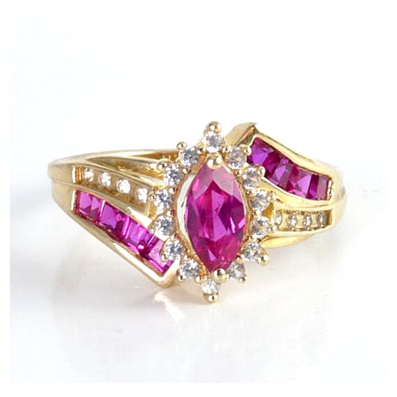 Sterling Gold Finish Ruby & White Sapphire Multi … - image 1