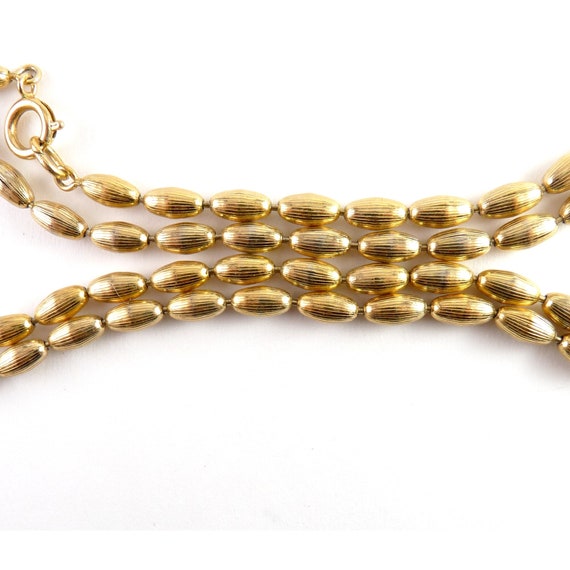 Napier Long Gold-Plated Ribbed Oval Beads Chain N… - image 3