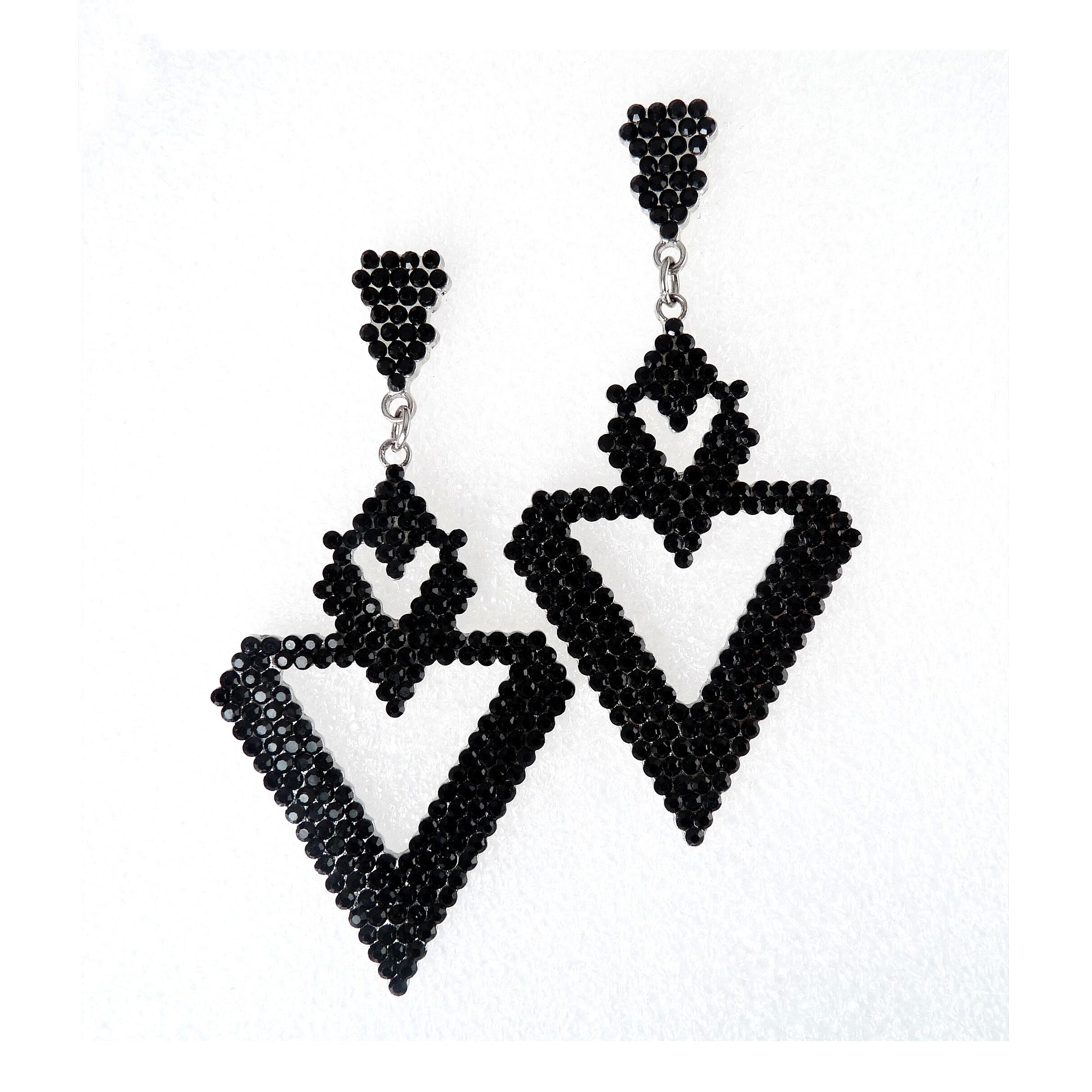 ピアス [BLACKMUSE] Wave triangle post Earrings Black Triangle Earrings, Black Stainless Steel Earrings