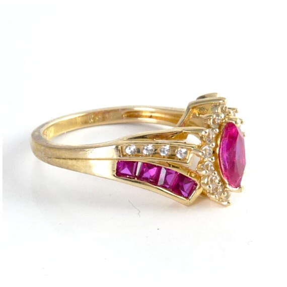Sterling Gold Finish Ruby & White Sapphire Multi … - image 2