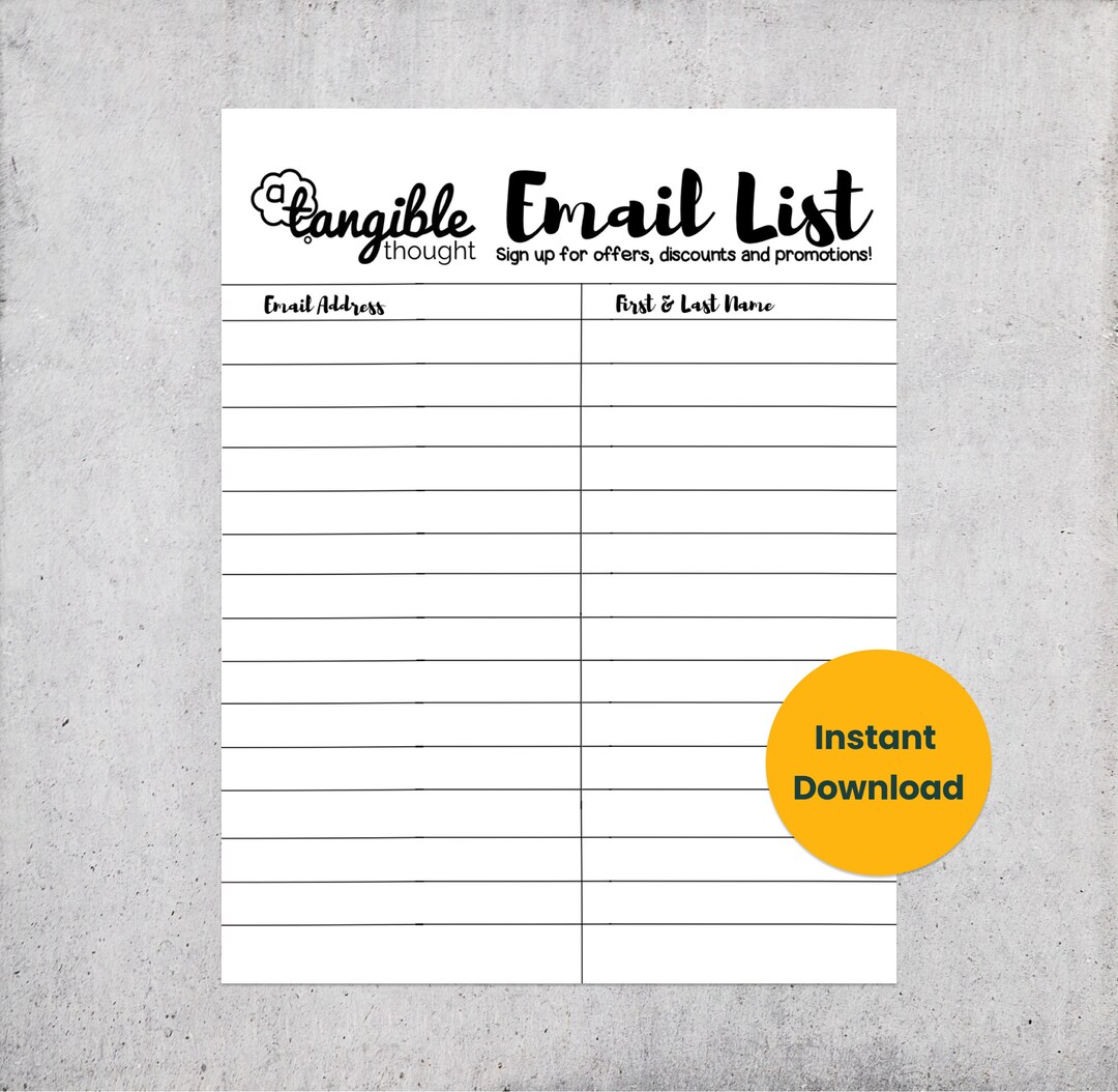 email-list-template-newsletter-sign-up-form-digital-pdf-instant-download-etsy