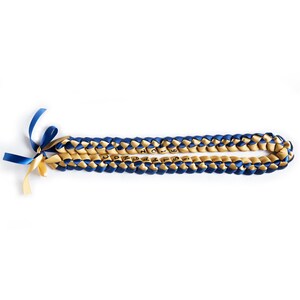 Navy Blue & Gold Ribbon Lei for Graduation, Special Events