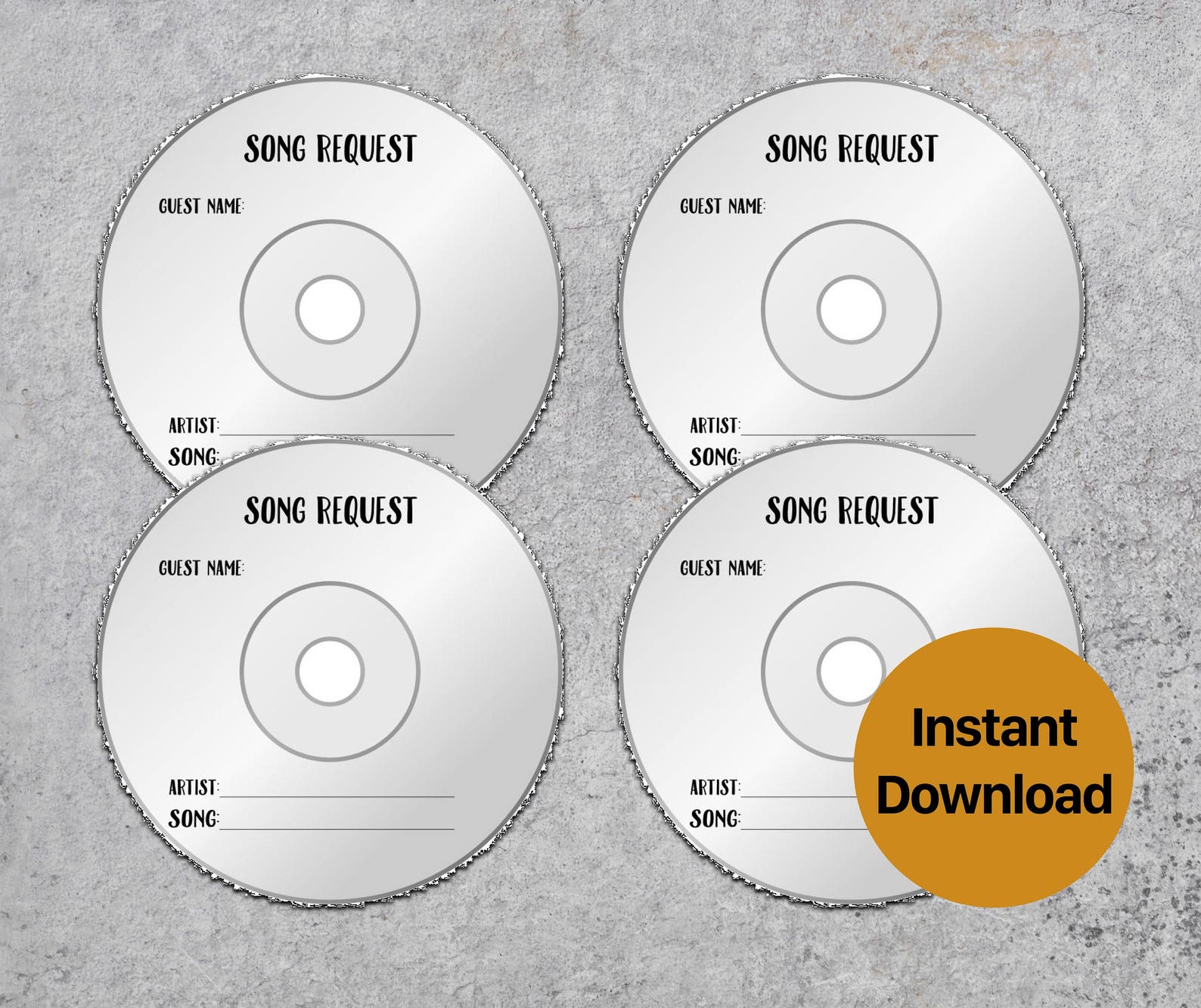 Sheet of 6 Karaoke DJ Song Request Cards CD Record Etsy