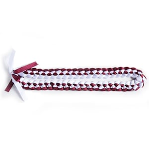 Burgundy Maroon & White Ribbon Lei for Graduation, Special Events