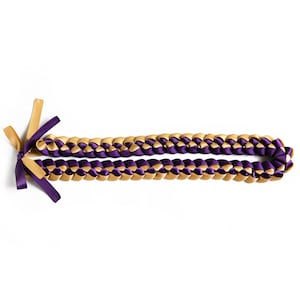 Violet Purple & Gold Ribbon Lei for Graduation, Special Events