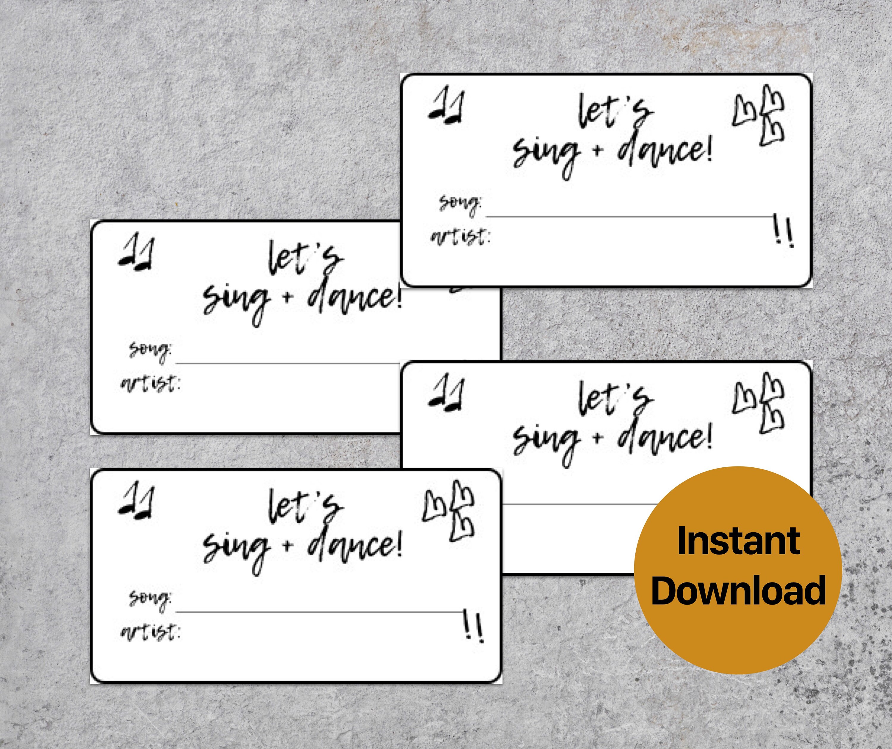 Sheet of 8 Karaoke DJ Song Dance Request Cards Instant Etsy