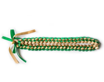 Green & Gold Ribbon Lei for Graduation, Special Events