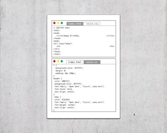HTML CSS Markup Code - Web Development Engineer Programmer - Happy Birthday Card - Blank Greeting Card