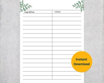 Email List Newsletter Sign Up Form with Eucalyptus Leaves - Digital PDF Instant Download
