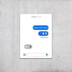 Messaggi di testo con screenshot di iMessage iPhone - Biglietto di auguri di buon compleanno con emoji - Biglietto di auguri vuoto
