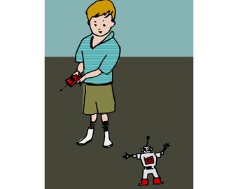 Boy and robot  |  giclee digital print