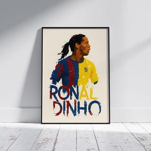 Ronaldinho Digital Poster - Abstract Brushstroke Art Print - Brazil Wall Art - Ronaldinho Fan Gift