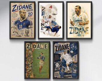 Pacchetto di poster di Zinedine Zidane / 5 poster di calcio stampabili (download digitale)