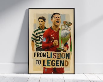 Cristiano Ronaldo Digital Collage Poster: Portugal Soccer Legend (Digital Download