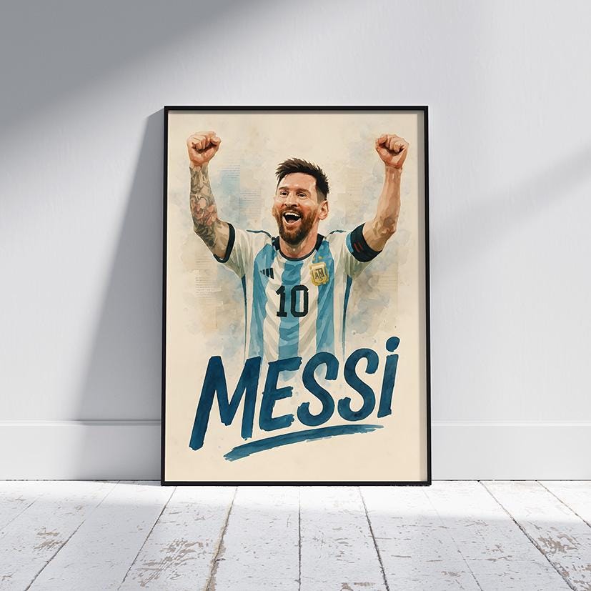 Messi watercolor art - Etsy 日本