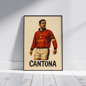Eric Cantona Football Art Print - Retro Oil Painting Style Poster - soccer Wall Decor - Eric Cantona poster - Cantona minimal