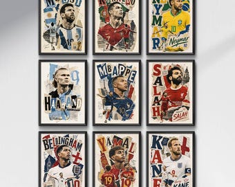 Pacchetto di poster delle leggende del calcio / 9 poster di calcio stampabili (download digitale)