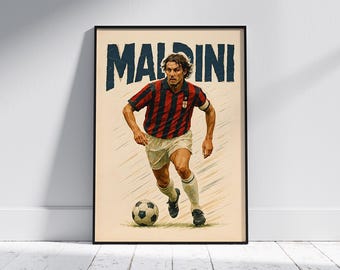 Paolo Maldini AC Milan Collage Style With Torn Typography (digital