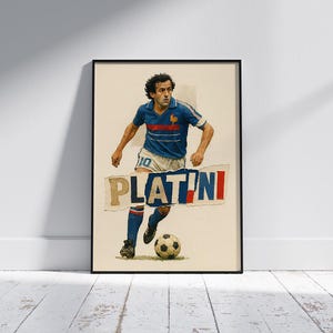 Vintage Collage Poster of Michel Platini | Retro French Football Art Print | Digital Wall Art for Soccer Fans | Classic Football Poster