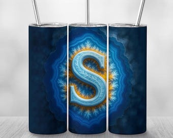Monogram Letter S – 20oz Skinny Tumbler Wrap | Digital PNG Download