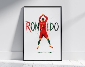 Cristiano Ronaldo Poster: Abstract Football Art, Portugal 'Siiuuu' Celebration (Digital Download)