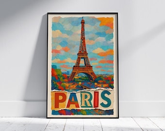 Paris Eiffel Tower Poster | Vintage Watercolor Travel Print ( Digital Download )