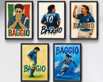 ロベルト バッジョ イタリア フットボール プリント - Etsy 日本