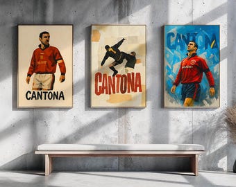 Eric Cantona Digital Poster Set | Manchester United Legend Wall Art