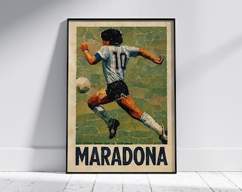 Diego Maradona Soccer Art Print: Vintage Argentina No. 10 (Digital Download)