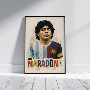 Maradona Digital Collage Poster | Argentina Wall Art | Vintage Fabric Style Football Print | Soccer Icon | Maradona Fan Gift