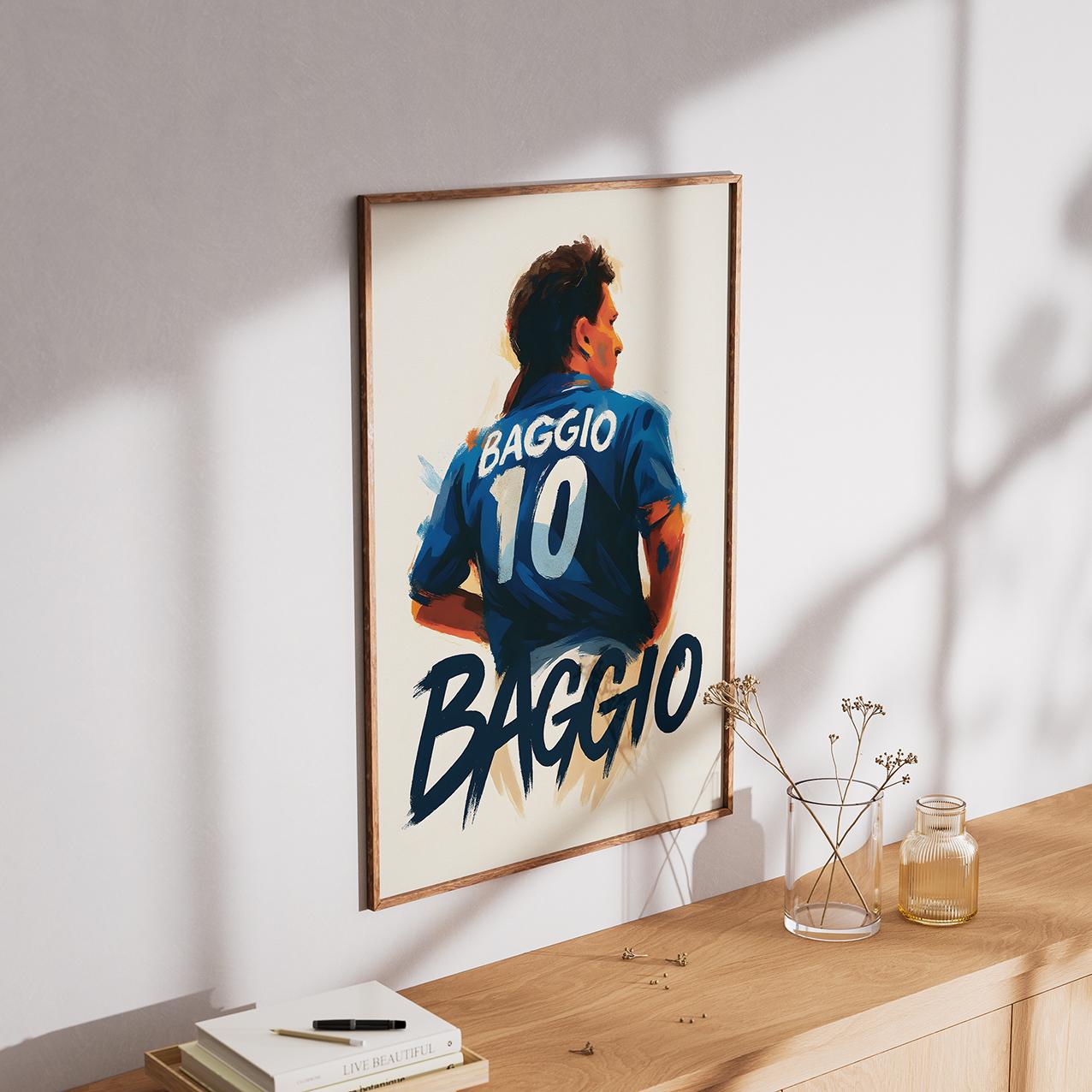 ロベルト・バッジョ イタリア代表サッカーポスター：ミニマリスト