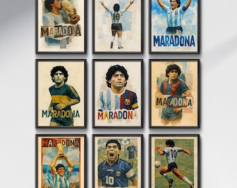 Pacchetto poster Maradona / Set di 9 stampe digitali
