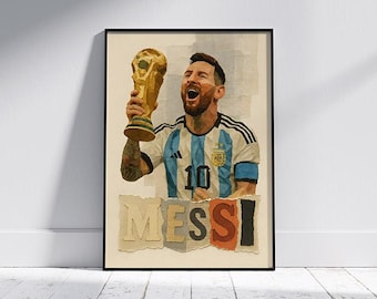 Lionel Messi VM-affisch | Argentinsk fotbollslegendaffisch | Digital nedladdning