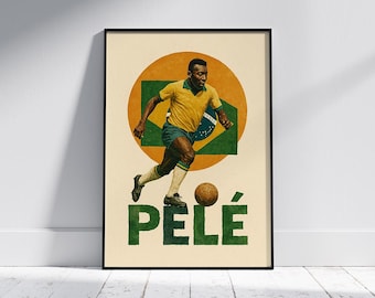 Vintage Pelé Poster: Brazil Soccer Legend Retro Wall Art (Digital Download)