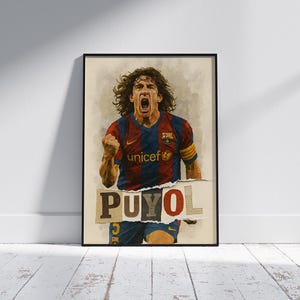 Carles Puyol Poster | Digital Collage | Football Wall Art Download | Soccer Legend Print