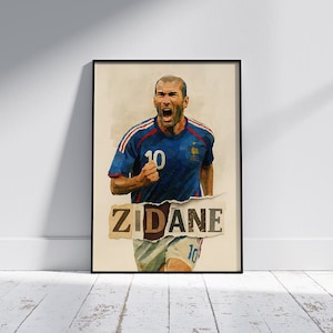 Colagem de Zidane: Lenda do Futebol Francês, Estilo Retro (Download Digital)