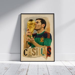 Iker Casillas World Cup Art Print: Spain Football Legend, Torn Paper Collage (Digital Download)